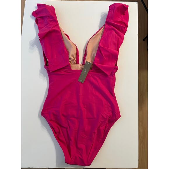 J. Crew Ruched Ruffle One-Piece Swimsuit - Picture 3 of 7